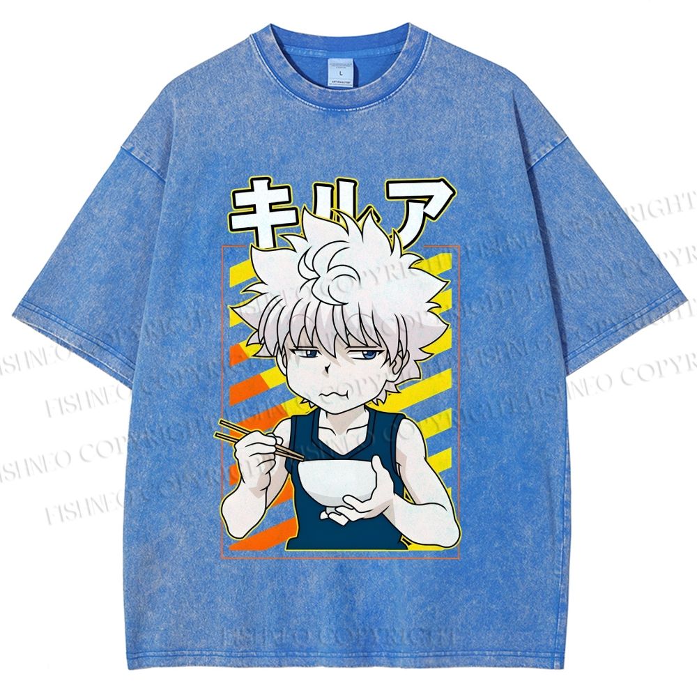 Unisex Hunter Killua Zoldyck Printed Washed Tee
