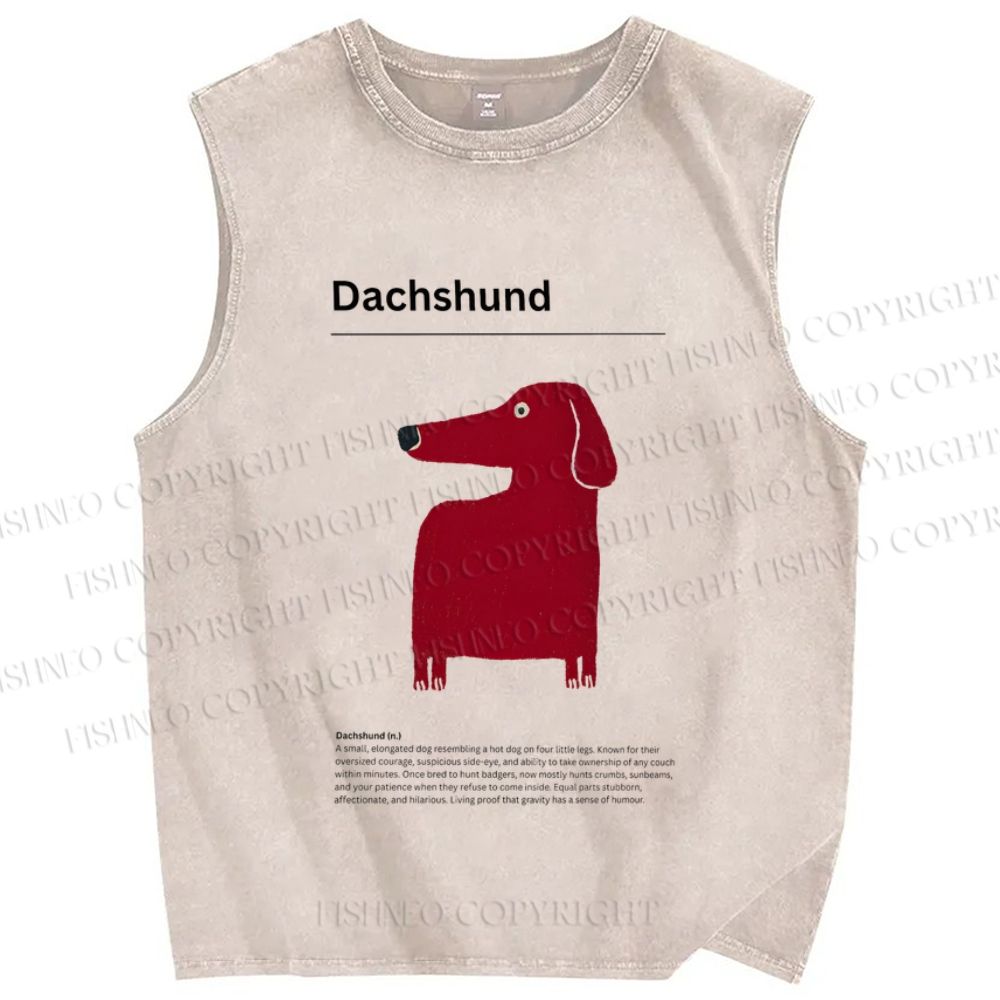 Unisex Dachshund Dog Printed Washed Tank Top