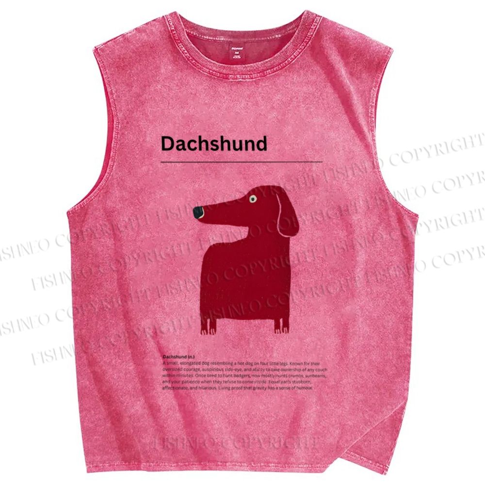 Unisex Dachshund Dog Printed Washed Tank Top