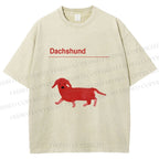 Unisex Dachshund Red Dog Printed Washed Tee