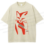 Unisex Bauhaus Geometric Cat Printed Washed Tee