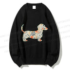 Unisex Floral Dachshund Printed Sweatshirt