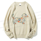 Unisex Floral Dachshund Printed Sweatshirt