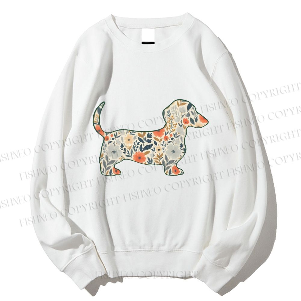 Unisex Floral Dachshund Printed Sweatshirt