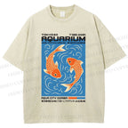 Unisex Tokyo Aquarium Koi Printed Washed Tee