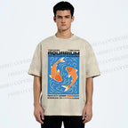 Unisex Tokyo Aquarium Koi Printed Washed Tee