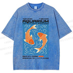 Unisex Tokyo Aquarium Koi Printed Washed Tee