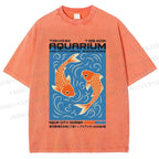 Unisex Tokyo Aquarium Koi Printed Washed Tee