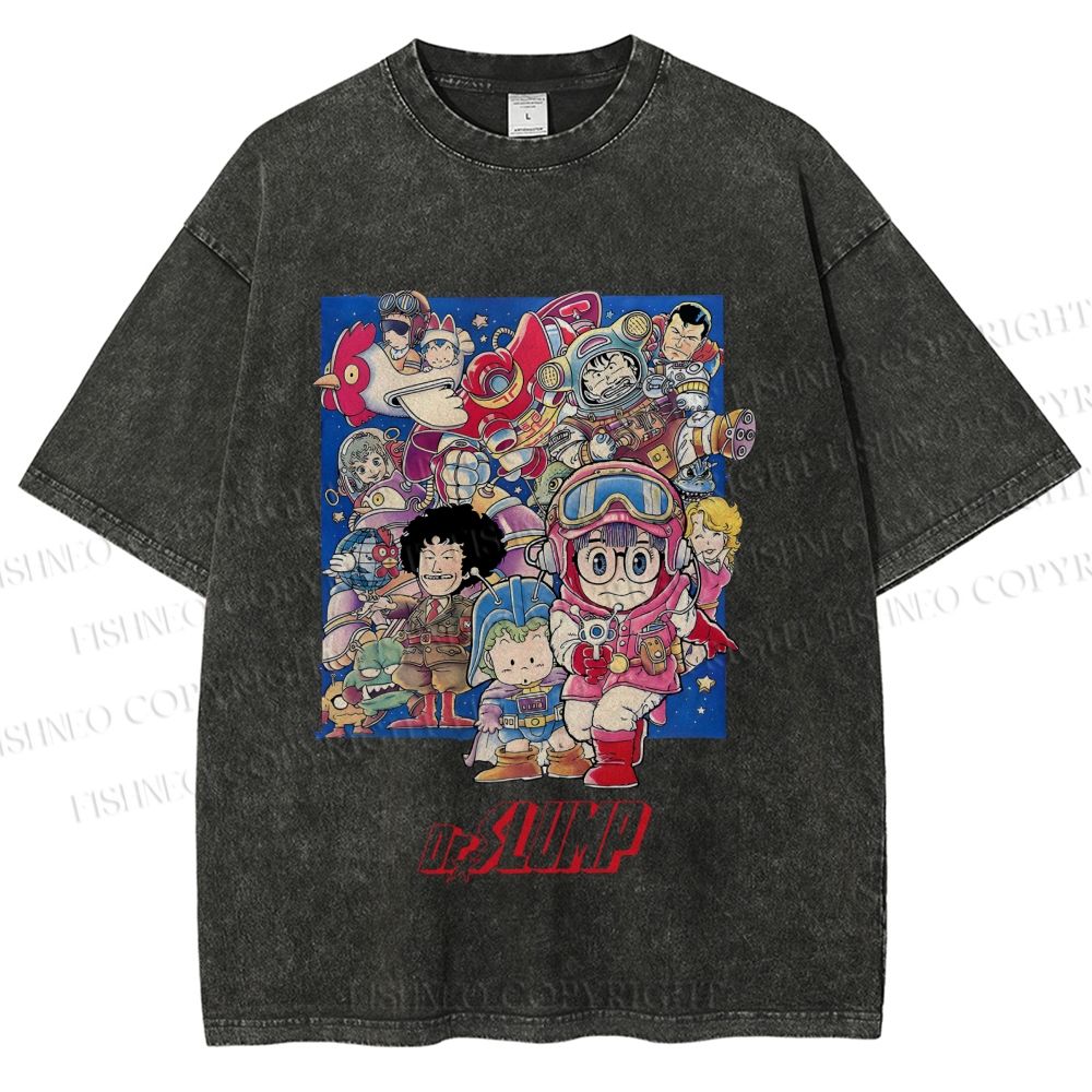 Unisex Japanese Arale Norimaki Anime Printed Washed Tee
