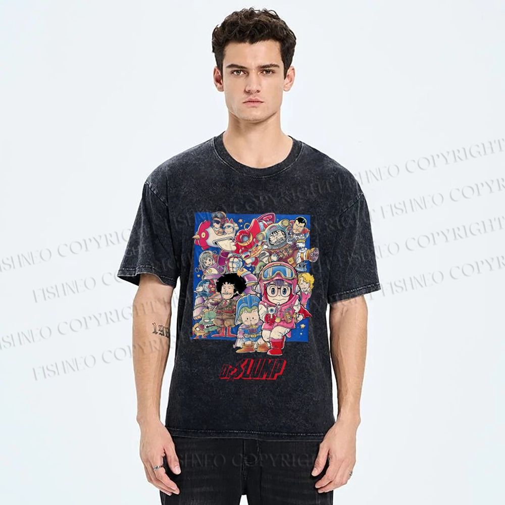 Unisex Japanese Arale Norimaki Anime Printed Washed Tee