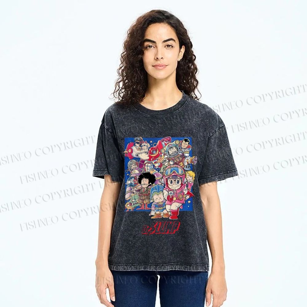 Unisex Japanese Arale Norimaki Anime Printed Washed Tee