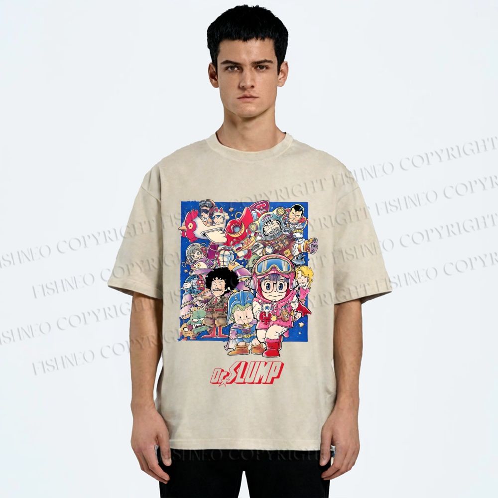 Unisex Japanese Arale Norimaki Anime Printed Washed Tee