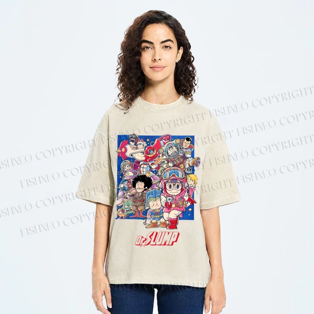 Unisex Japanese Arale Norimaki Anime Printed Washed Tee