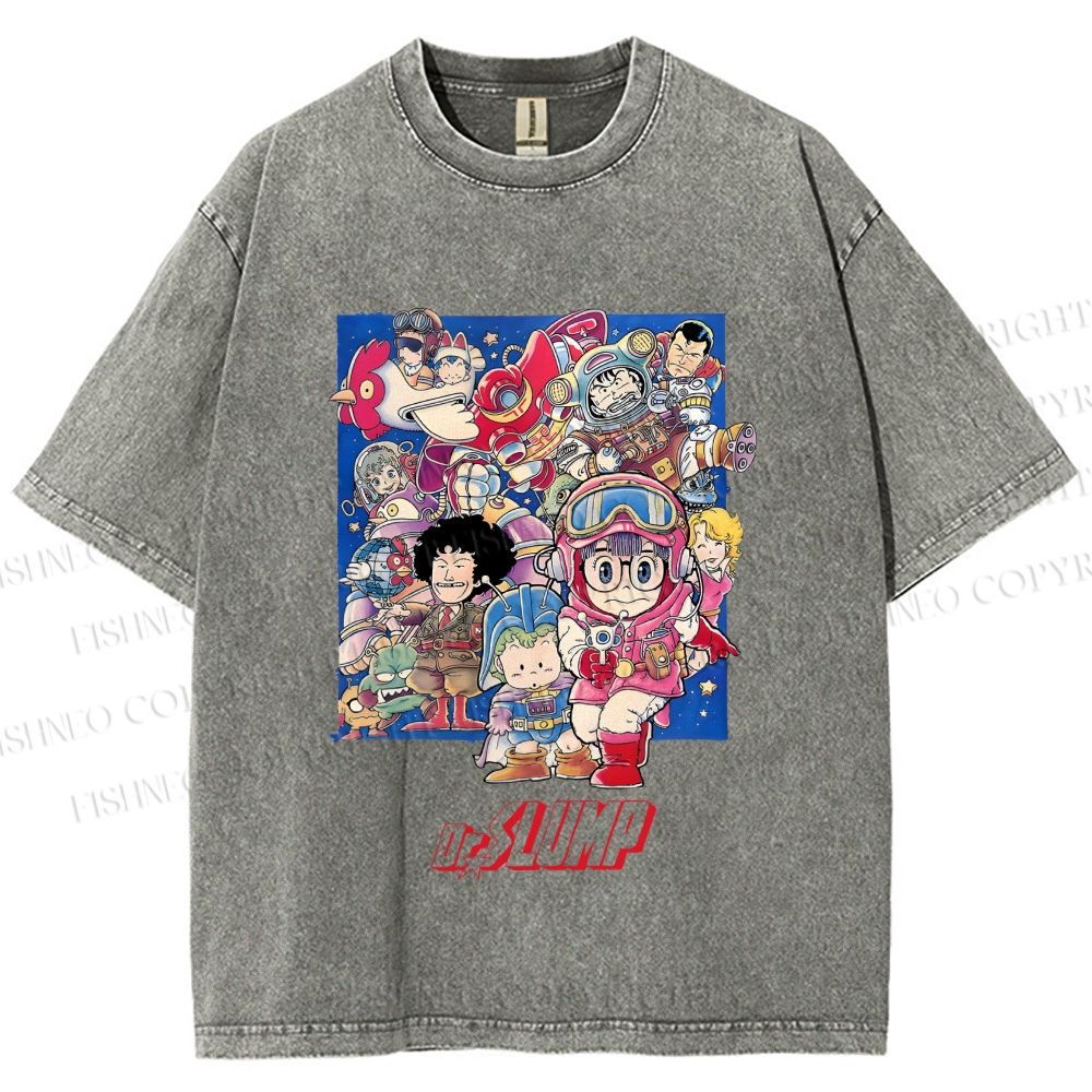 Unisex Japanese Arale Norimaki Anime Printed Washed Tee