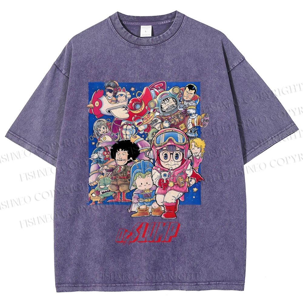 Unisex Japanese Arale Norimaki Anime Printed Washed Tee