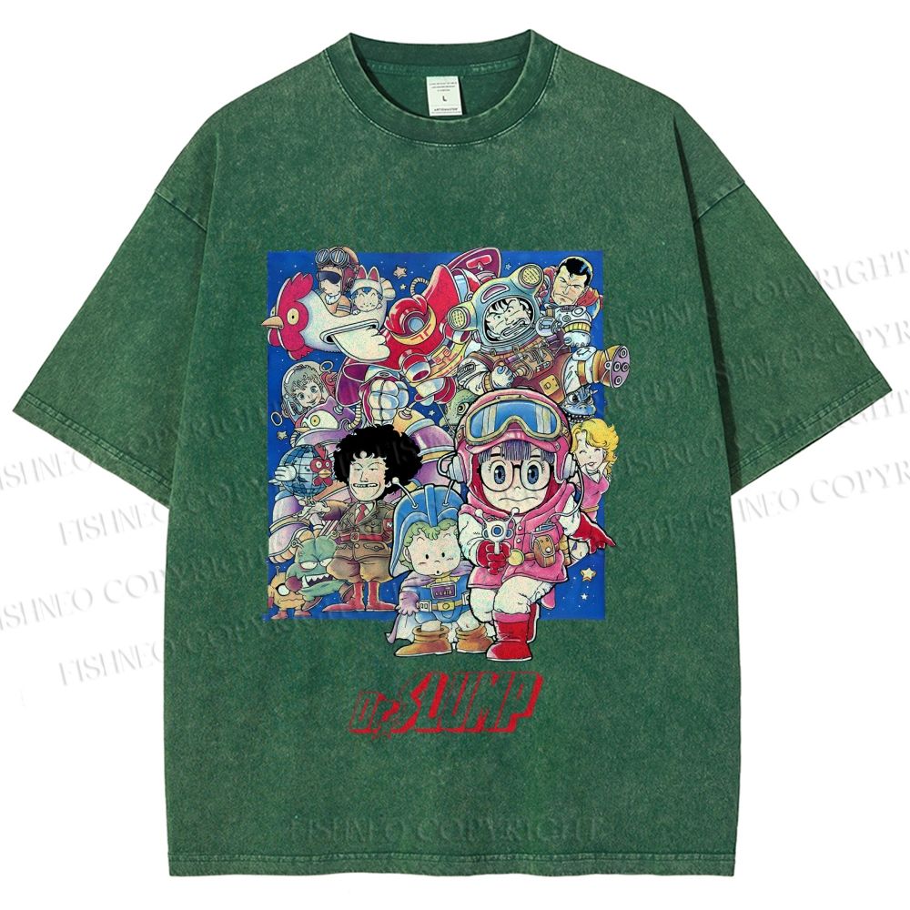 Unisex Japanese Arale Norimaki Anime Printed Washed Tee