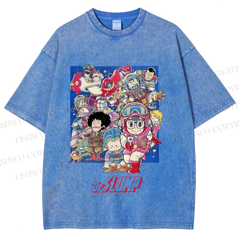 Unisex Japanese Arale Norimaki Anime Printed Washed Tee