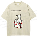 Unisex Yoshitomo Nara Cup Kid's Dog Printed Washed Tee