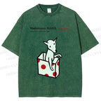 Unisex Yoshitomo Nara Cup Kid's Dog Printed Washed Tee