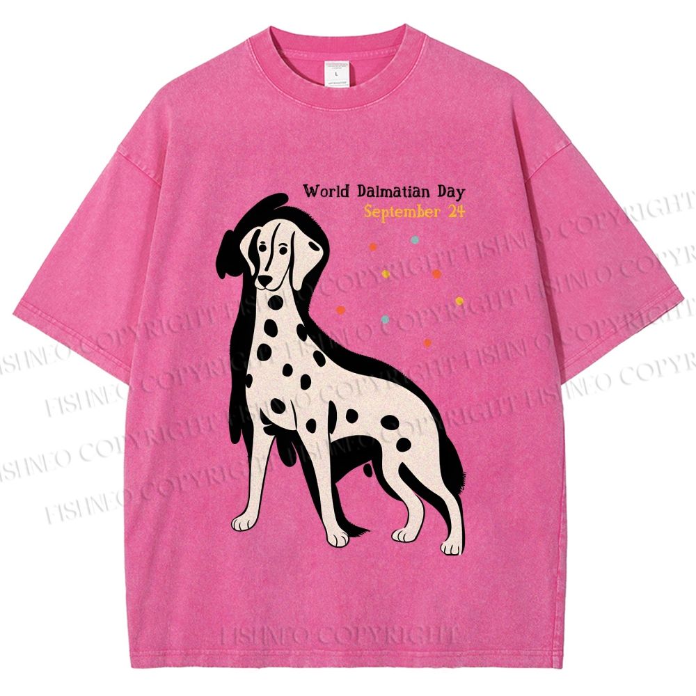 Unisex World Dalmatian Day Dog Printed Washed Tee
