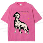 Unisex World Dalmatian Day Dog Printed Washed Tee