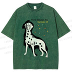 Unisex World Dalmatian Day Dog Printed Washed Tee