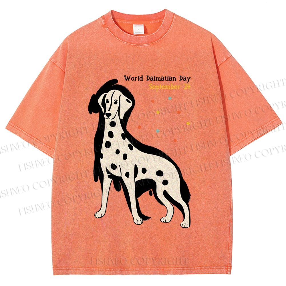 Unisex World Dalmatian Day Dog Printed Washed Tee
