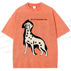 Unisex World Dalmatian Day Dog Printed Washed Tee