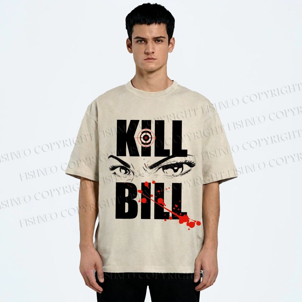 Unisex Kill Bill Eyes Printed Washed Tee