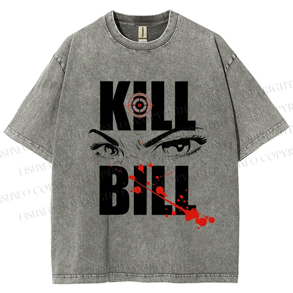 Unisex Kill Bill Eyes Printed Washed Tee