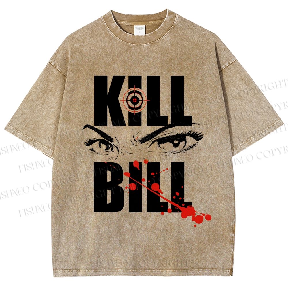 Unisex Kill Bill Eyes Printed Washed Tee