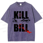 Unisex Kill Bill Eyes Printed Washed Tee