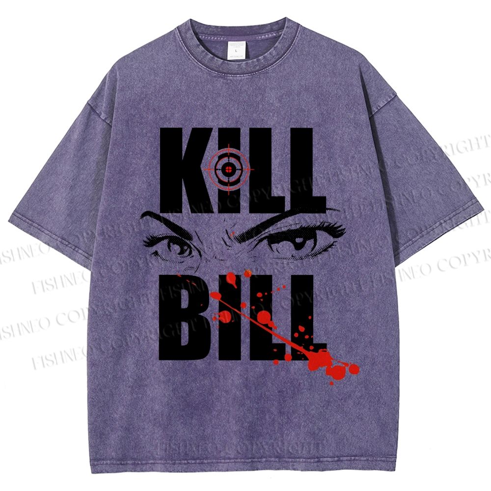 Unisex Kill Bill Eyes Printed Washed Tee