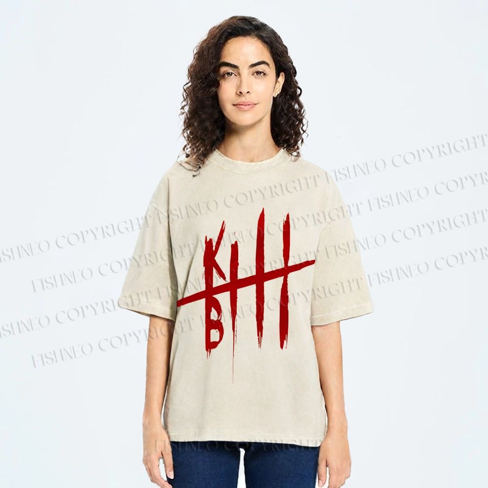 Unisex Kill Bill Printed Washed Tee