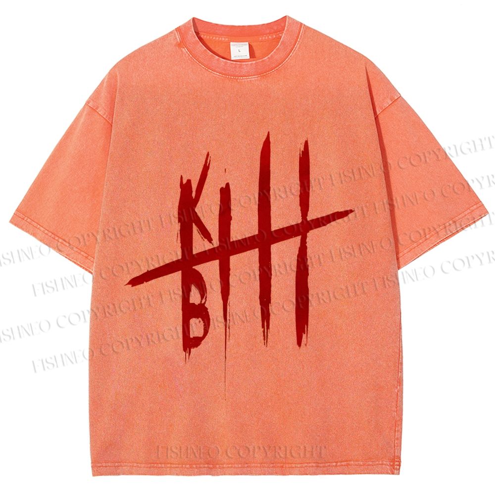 Unisex Kill Bill Printed Washed Tee