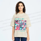 Unisex Japanese Art Ukiyo-e Poster Printed Washed Tee