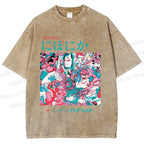 Unisex Japanese Art Ukiyo-e Poster Printed Washed Tee