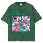 Unisex Japanese Art Ukiyo-e Poster Printed Washed Tee