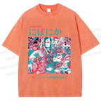 Unisex Japanese Art Ukiyo-e Poster Printed Washed Tee