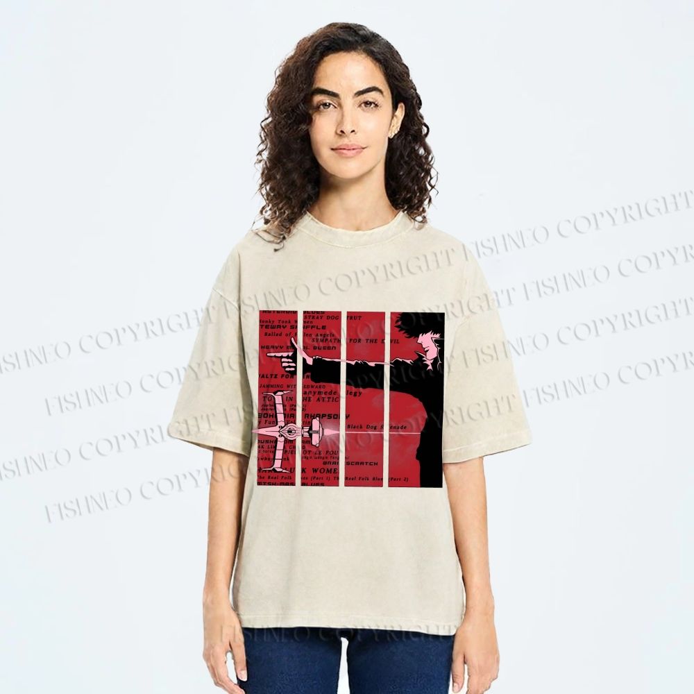 Unisex Cowboy Bebop Printed Washed Tee