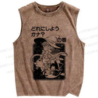 Unisex Arale Norimaki Flying Witch Printed Washed Tank Top