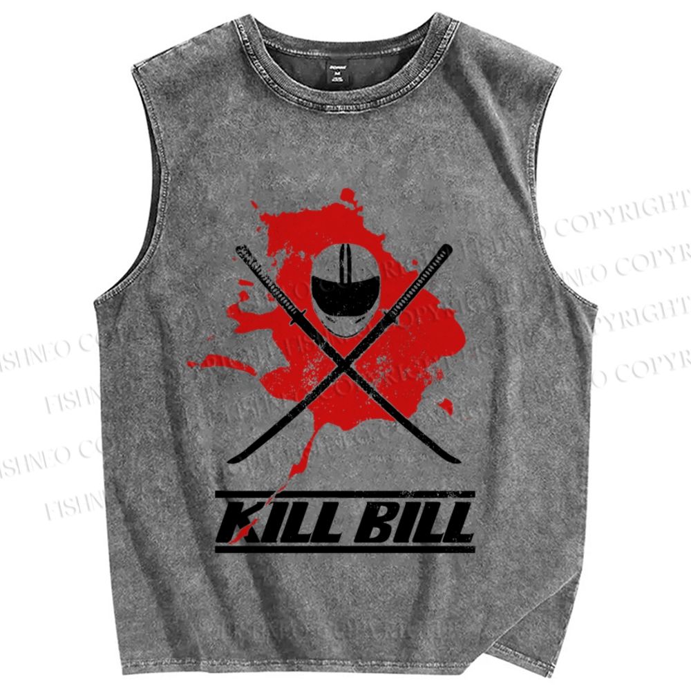 Unisex Kill Bill Printed Washed Tank Top