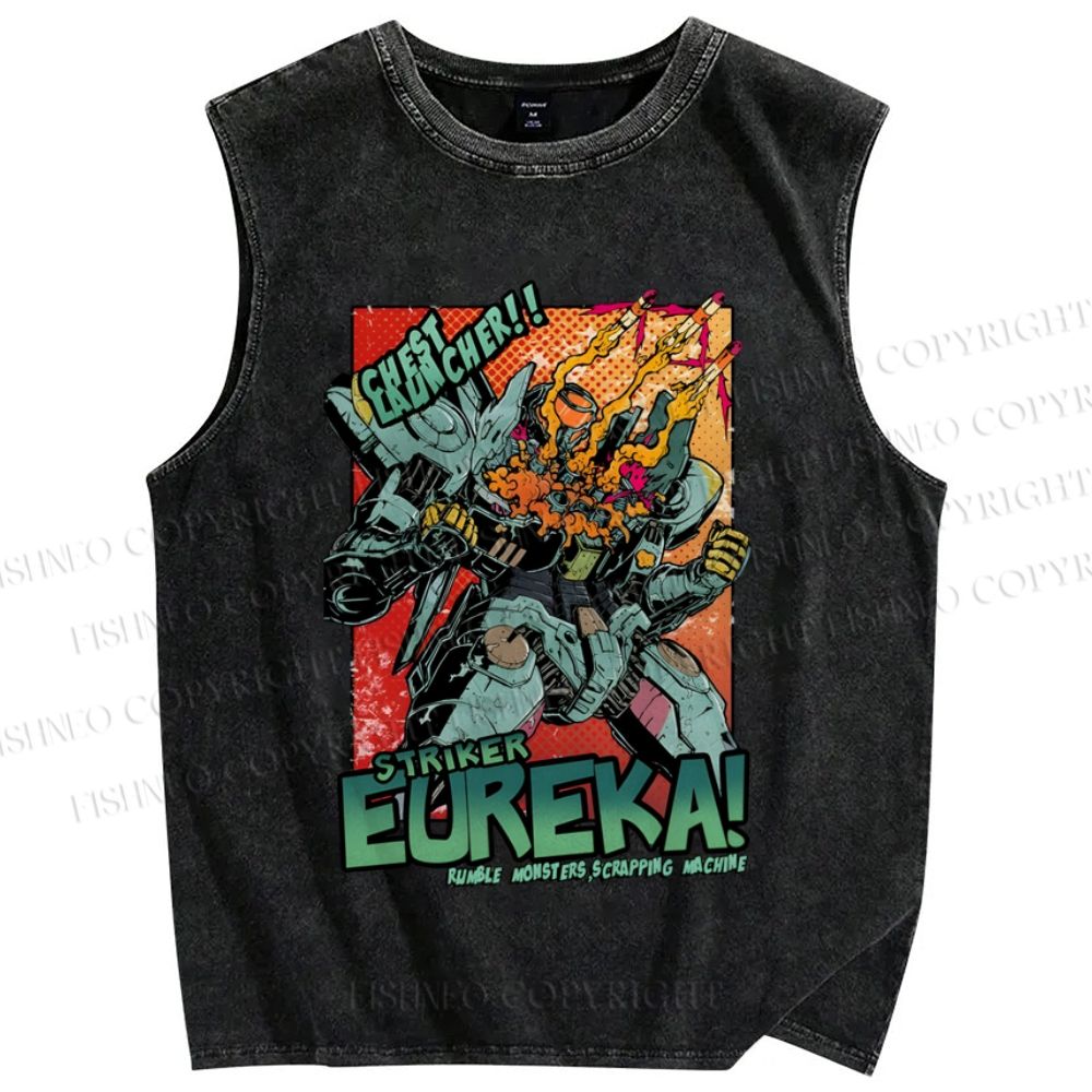 Unisex Striker Eureka Printed Washed Tank Top