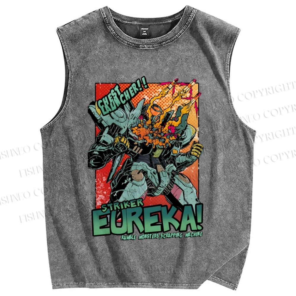 Unisex Striker Eureka Printed Washed Tank Top