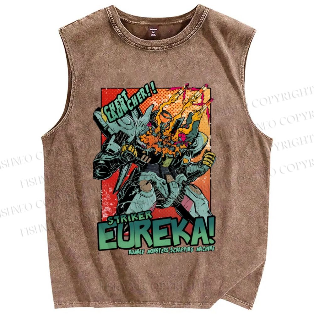 Unisex Striker Eureka Printed Washed Tank Top