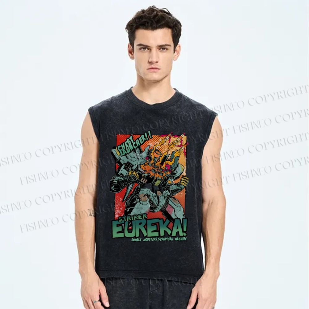 Unisex Striker Eureka Printed Washed Tank Top