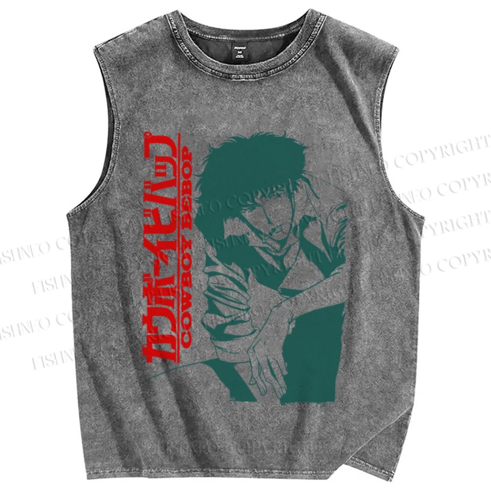 Unisex Cowboy Bebop Spike Printed Washed Tank Top