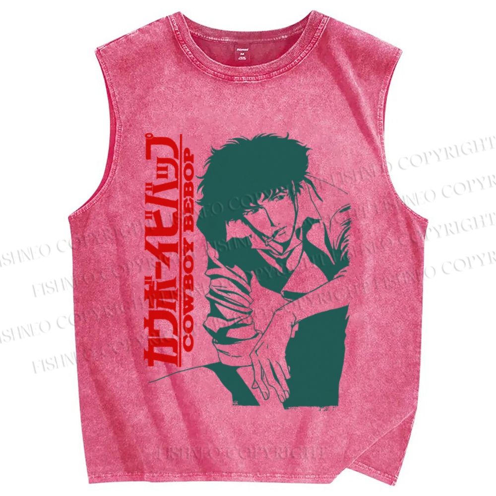 Unisex Cowboy Bebop Spike Printed Washed Tank Top