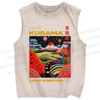 Unisex Yayoi Kusama Village Printed Washed Tank Top