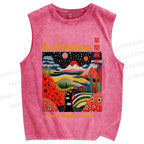 Unisex Yayoi Kusama Village Printed Washed Tank Top